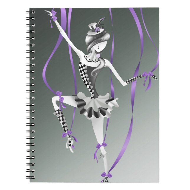 Cuaderno Marioneta de bailarina extravagante con cintas púr (Frente)