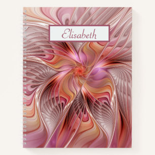 Cuaderno Mariposa Abstracta Colorida Fantasía Nombre Fracta