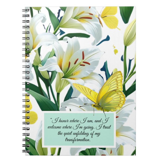 Cuaderno Mariposa amarilla lirio blanco para portátiles (Frente)