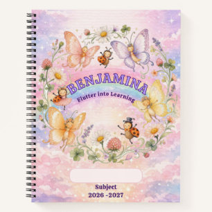 Cuaderno Mariposa Arcoíris Escuela Encantada Floral Niña