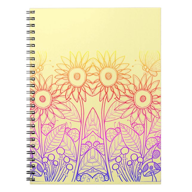 Cuaderno Mariposa Arcoiris Ombre y Ladybugs (Frente)