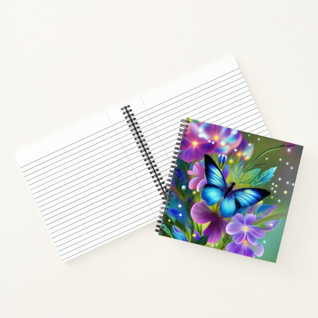 Cuaderno Mariposa azul brillante en el Jardín de los Hados (Interior)