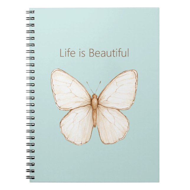 Cuaderno Mariposa Azul Crema Marrón Aqua Menta (Frente)