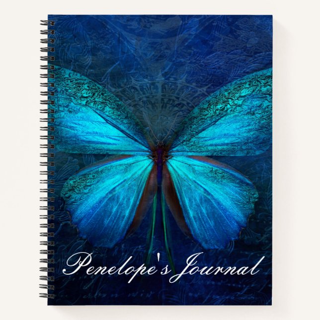 Cuaderno Mariposa azul de alegría y suerte (Anverso)