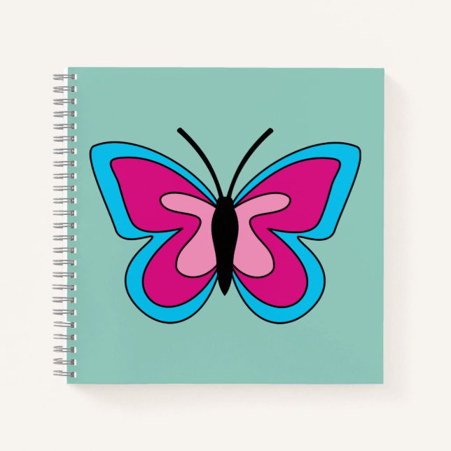 Cuaderno Mariposa azul magenta rosa (Anverso)