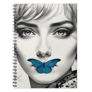Cuaderno Mariposa azul   Portátil de palabras no declaradas