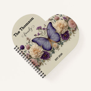 Cuaderno Mariposa Azul Vintage con Floral para Familia