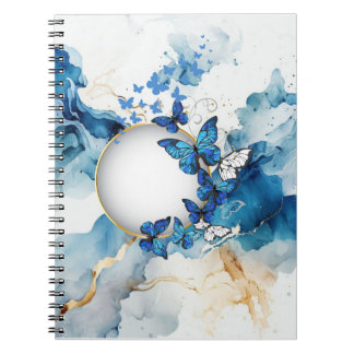 Cuaderno Mariposa Azul y Acuarela con un toque de Oro
