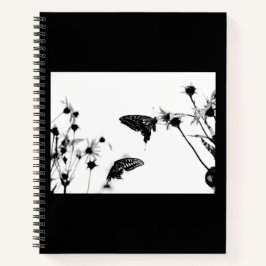 Cuaderno Mariposa B/W en un portátil espiral de flores 8,5 