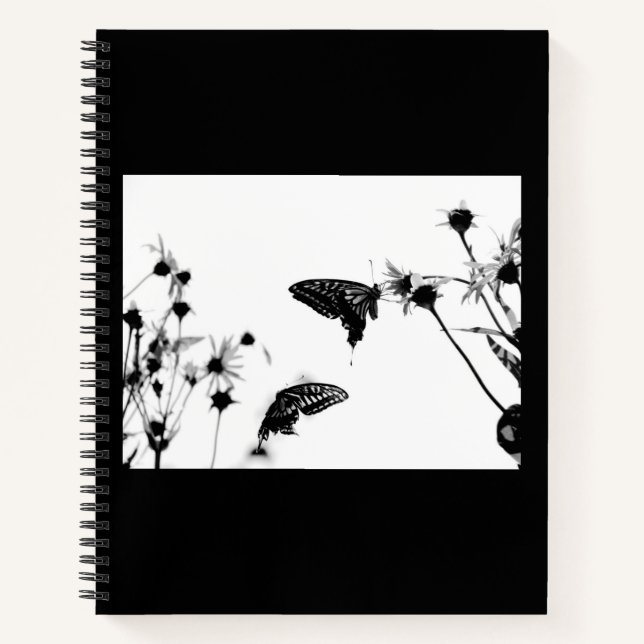 Cuaderno Mariposa B/W en un portátil espiral de flores 8,5  (Anverso)