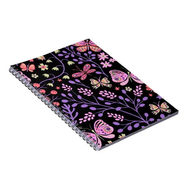 Cuaderno Mariposa Colorida Y Flores Rosa Lindos      (Lado Derecho)