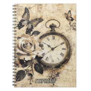 Cuaderno Mariposa Compás Botánica Marrón del Viejo Mundo