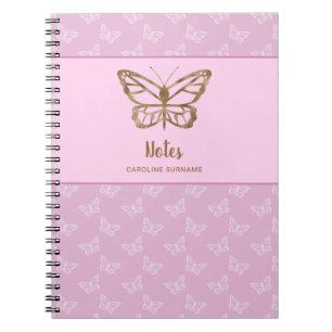 Cuaderno Mariposa con aspecto de lámina de oro falso sobre 