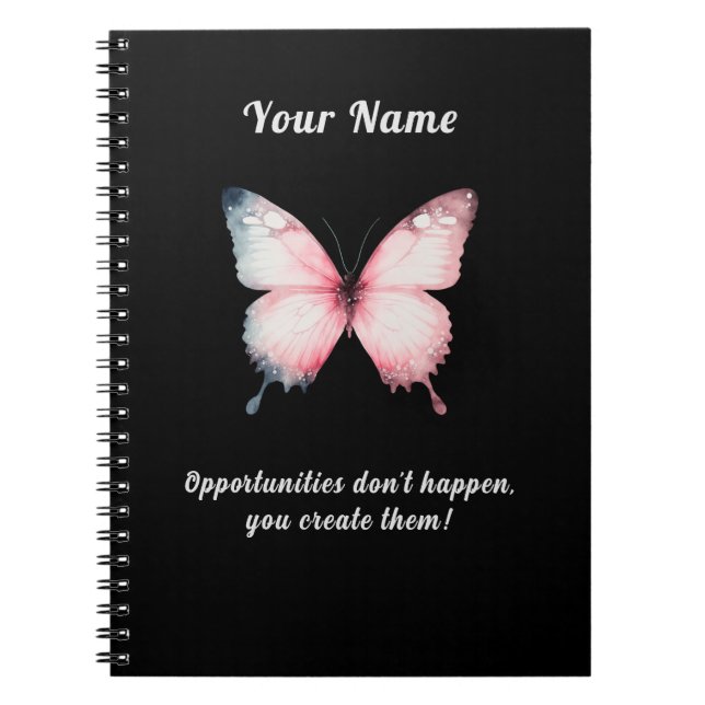 Cuaderno Mariposa cotización motivacional nombre personaliz (Frente)