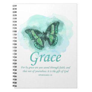 Cuaderno Mariposa cristiana: Verse:Gracia