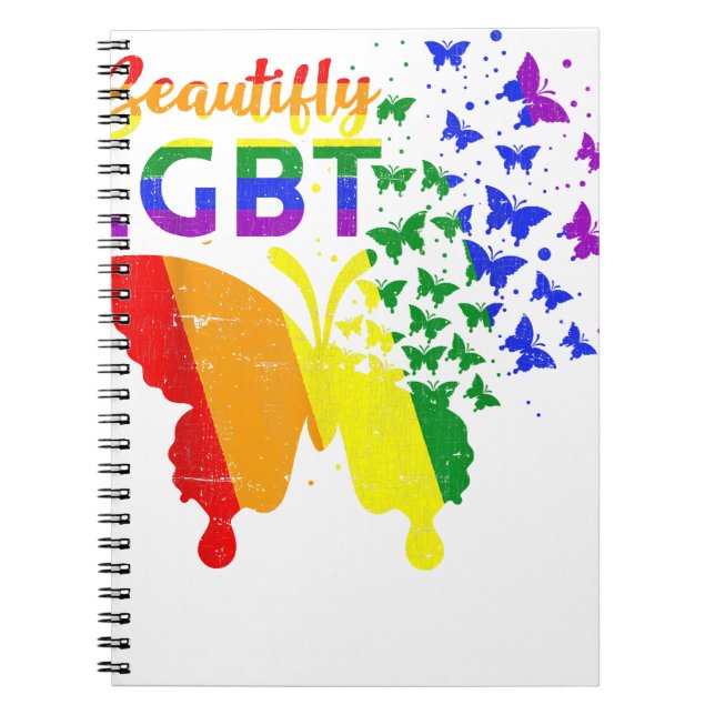 Cuaderno Mariposa de bandera arcoiris LGBT (Frente)