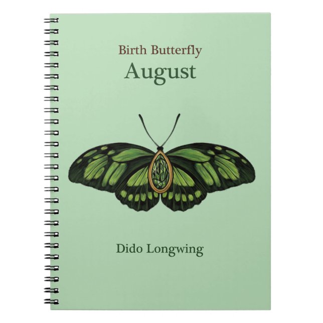 Cuaderno Mariposa de Birth Gemstone (agosto) - Dido Longwin (Frente)