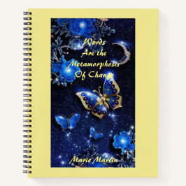 Cuaderno Mariposa de diamante dorado y luna