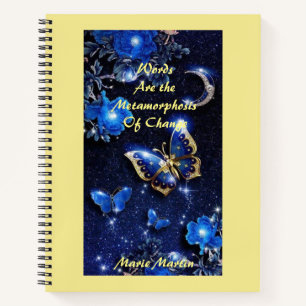 Cuaderno Mariposa de diamante dorado y luna
