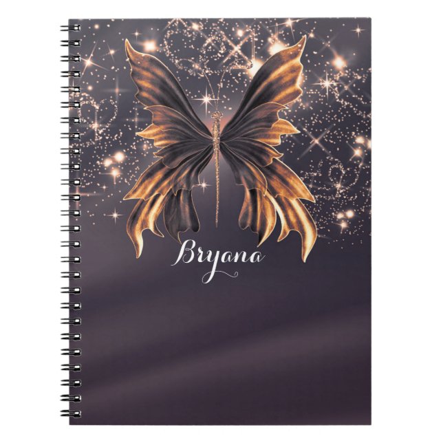 Cuaderno Mariposa de Fantasía Dorado Brillo (Frente)