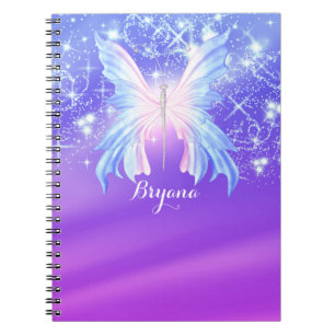 Cuaderno Mariposa de Fantasía Rosa y Purpura Brillo