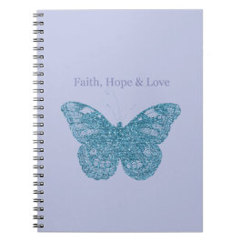 Cuaderno Mariposa de fe, esperanza, amor púrpura