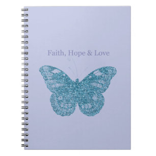 Cuaderno Mariposa de fe, esperanza, amor púrpura