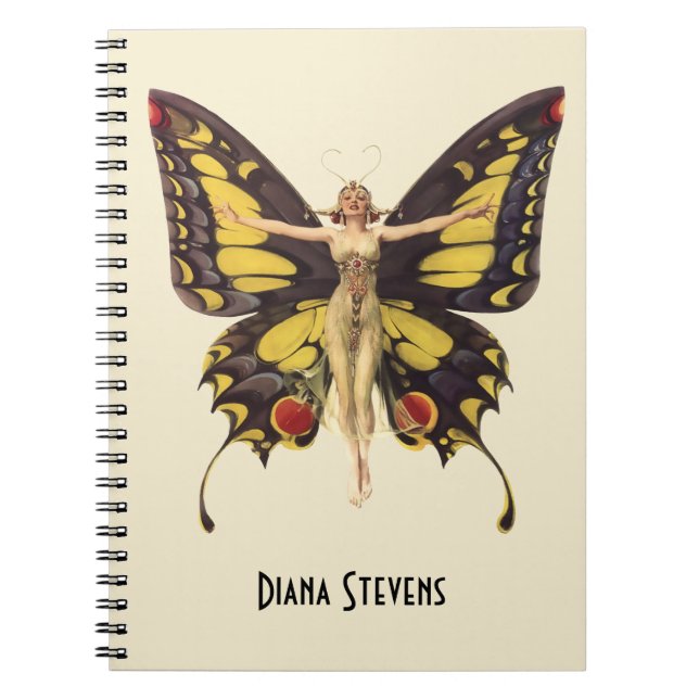 Cuaderno Mariposa de Flapper Vintage personalizada (Frente)