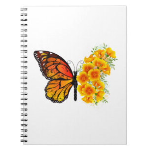 Cuaderno Mariposa de flores con amapola amarilla de Califor