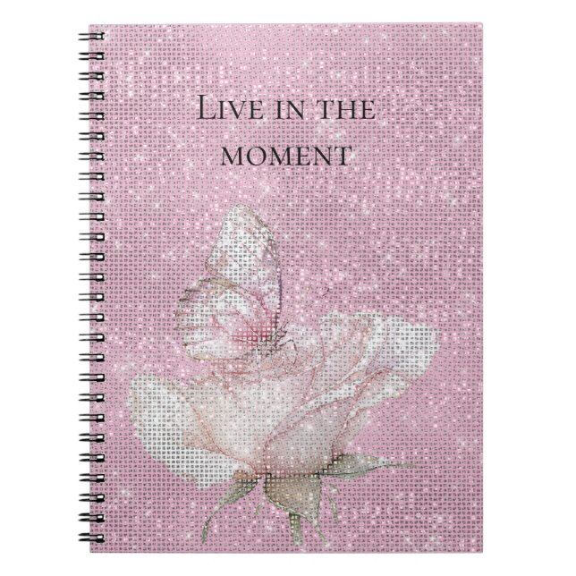 Cuaderno Mariposa de rosa rosa rubor brillo (Frente)