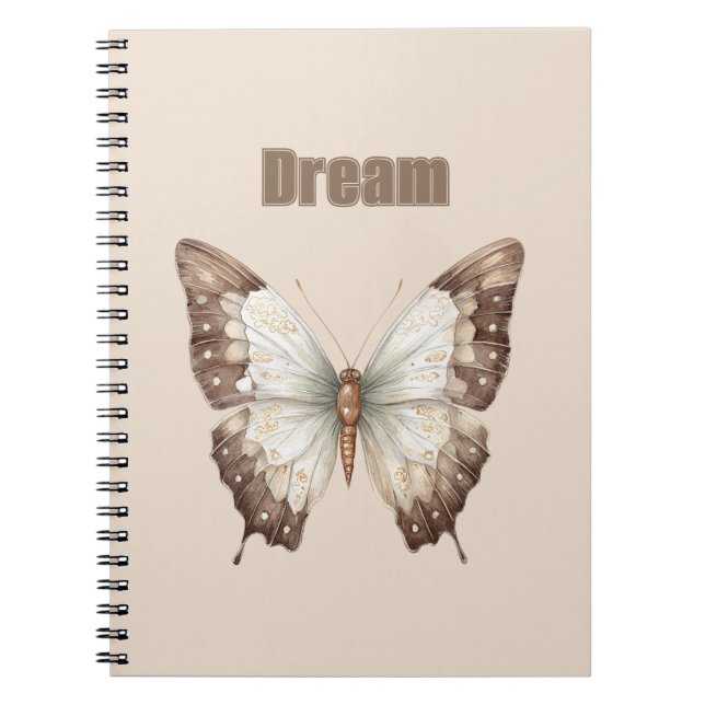 Cuaderno Mariposa de Sueño Marrón Blanco (Frente)