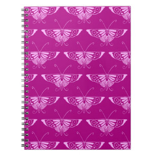 Cuaderno Mariposa Deco estilizada - magenta y rosa