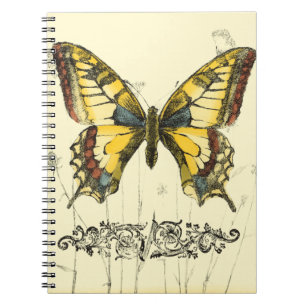 Cuaderno Mariposa decorativa con flores silvestres