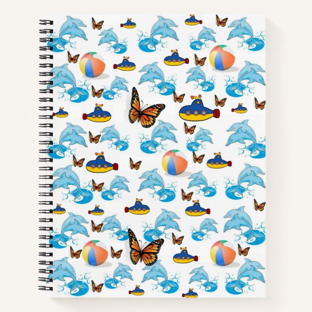 Cuaderno Mariposa delfín portátil espiral (Anverso)