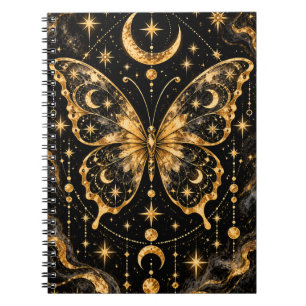 Cuaderno Mariposa Dorada Celestial Luna y Estrellas