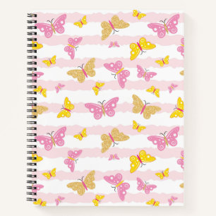 Cuaderno Mariposa dorada y rosa