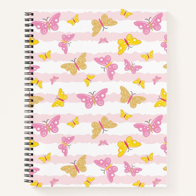 Cuaderno Mariposa dorada y rosa (Anverso)