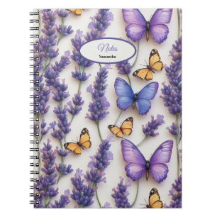 Cuaderno Mariposa elegante y diseño de lavanda