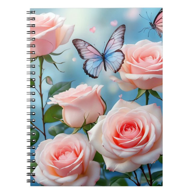 Cuaderno Mariposa En Flor Rosa (Frente)