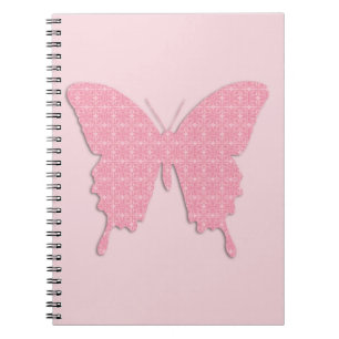 Cuaderno Mariposa en papel tapiz - rosa claro