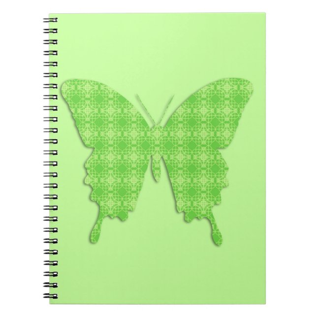 Cuaderno Mariposa en papel tapiz - verde lima (Frente)