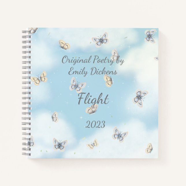 Cuaderno Mariposa enjambre en cielo azul soñado personaliza (Anverso)