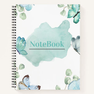 Cuaderno Mariposa estética azul y blanca 8,5" x 11"
