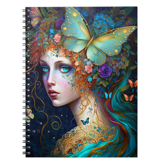 Cuaderno Mariposa Fairy Elf Lady Fantasy Art (Frente)