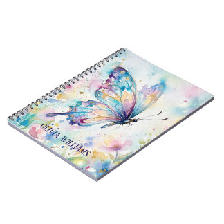 Cuaderno Mariposa Floral Acuarela Colorida