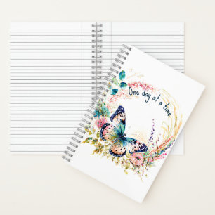 Cuaderno Mariposa floral acuarela personalizada