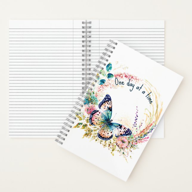 Cuaderno Mariposa floral acuarela personalizada (Interior)