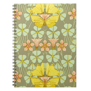 Cuaderno Mariposa Floral Botánica Art Nouveau