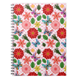 Cuaderno Mariposa floral de jardín de primavera moderno