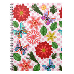 Cuaderno Mariposa floral de jardín de primavera moderno 